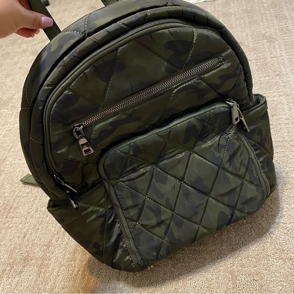 {INC International Concepts} Camo Quilted Nylon Backpack - Picture 2 of 16